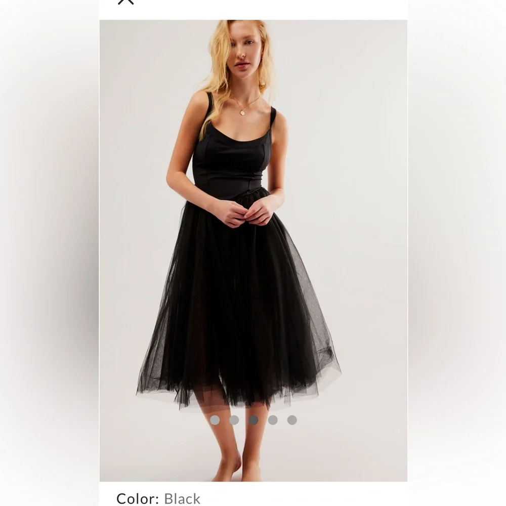 🎉 Host Pick 🎉 Free People Let’s Talk Tutu Black Slip Dress - Picture 9 of 11
